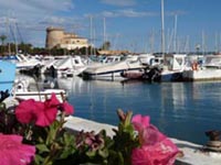 Pilar de la Horadada Marina and watchtower in sunny weather